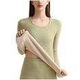 thumbnail image 4 of MOJOGO Women's Thermal Underwear Solid Color Long Sleeve Crewneck Base Layer Strenchy Undershirt for Cold Weather Green L, 4 of 4