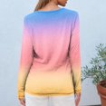 thumbnail image 4 of WTOBBY Women's Gradient Print Hem Slit Casual Long Sleeve Round Neck Top Fashionable Design Comfort Fit Ombre Style Lightweight Material Daily Outfit Essential for US Market,Pink 2XL, 4 of 5