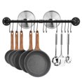 thumbnail image 1 of Toplife 80 cm/31.5 Inches Pot Rack, Kitchen Wall Mounted Detachable Pan Lid Utensils Organizer Hanging Rail with 14 Hooks, Black, 1 of 6