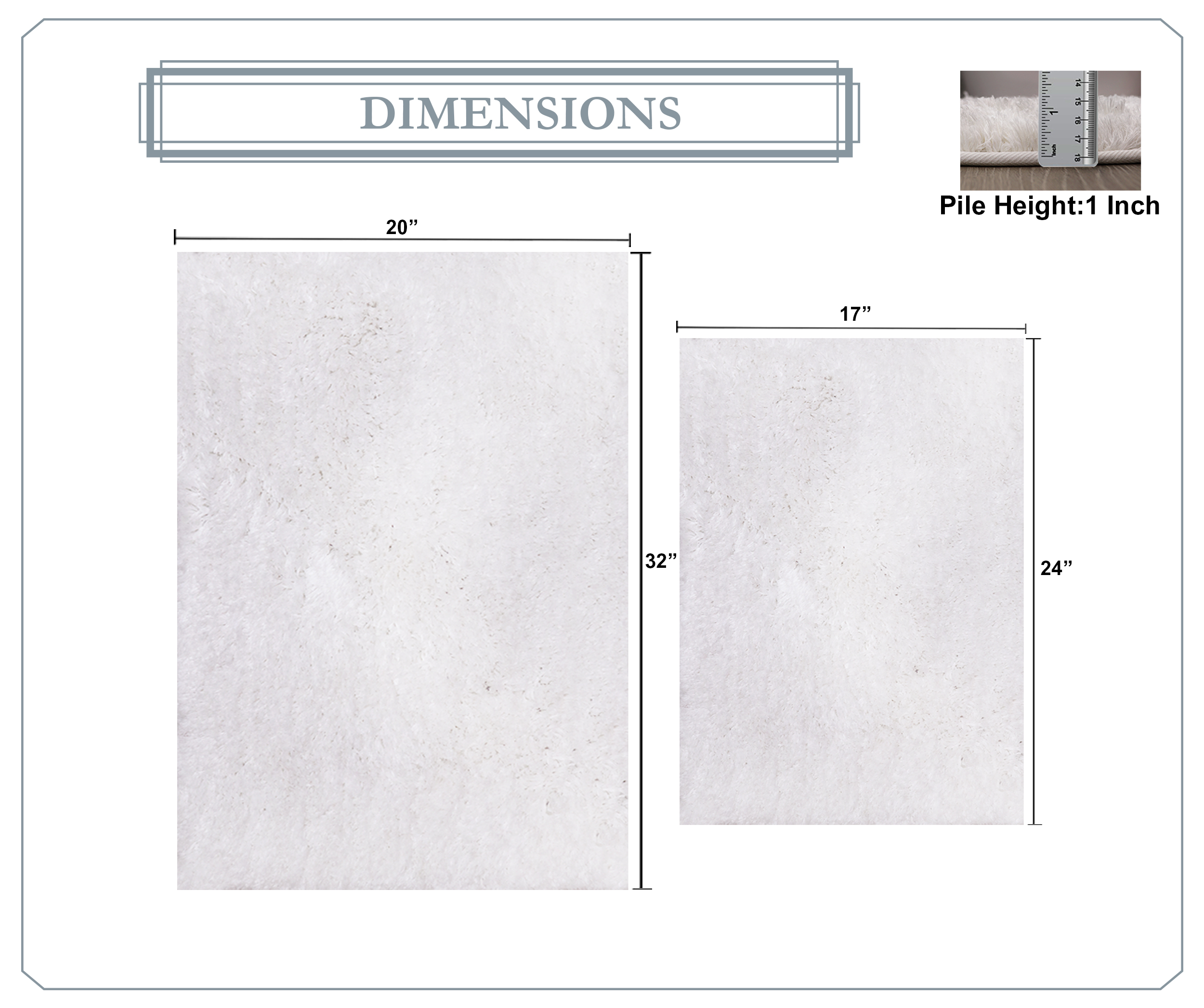 Elegance Bathroom Rugs Sets 2 Piece- Plush Bath Mat Set Quick-Dry Soft Microfiber Bathroom Mat with Rubber Backing, Absorbent Bathroom Rug Set, Washable Bath Rugs - Bath Mats 17x24 + 20x32 White