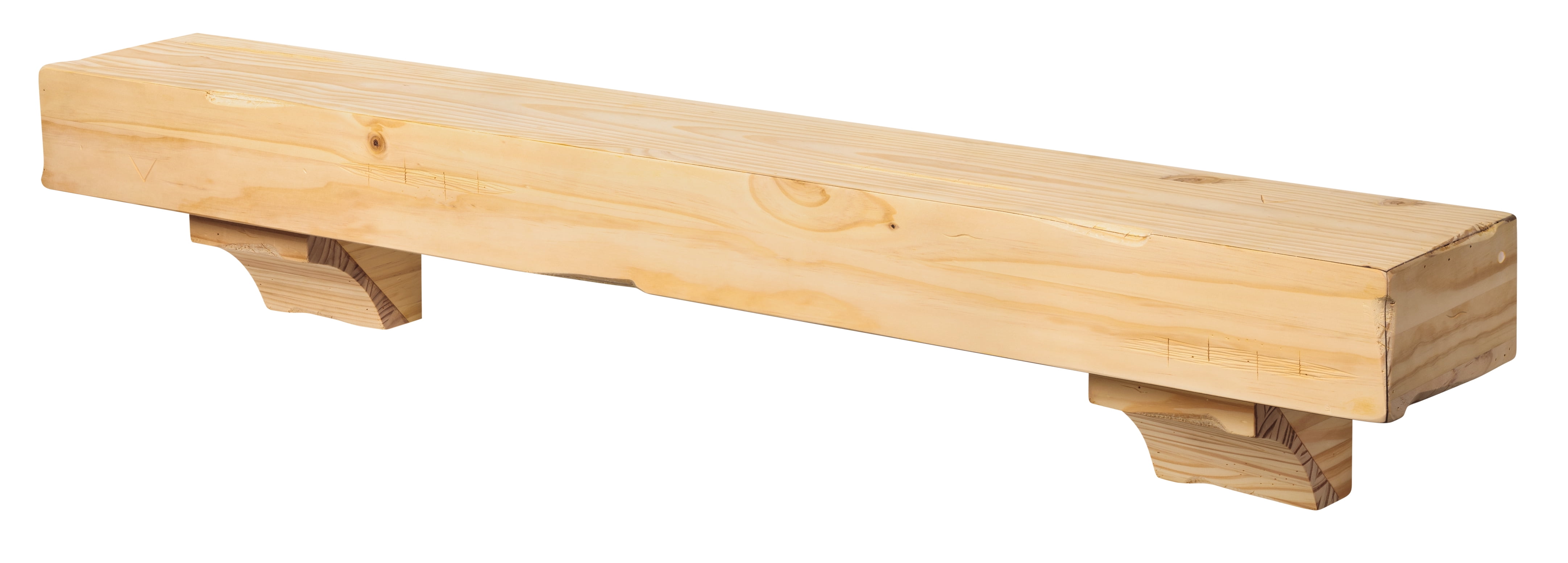 Pearl Mantels Shenandoah Hand Distressed And Hand Finished Premium Pine Wood Mantel Shelf, Unfinished, Paint And Stain Grade, 60"L & 9"D, Versatile Hanging Choices, With Or Without Corbels (Included)