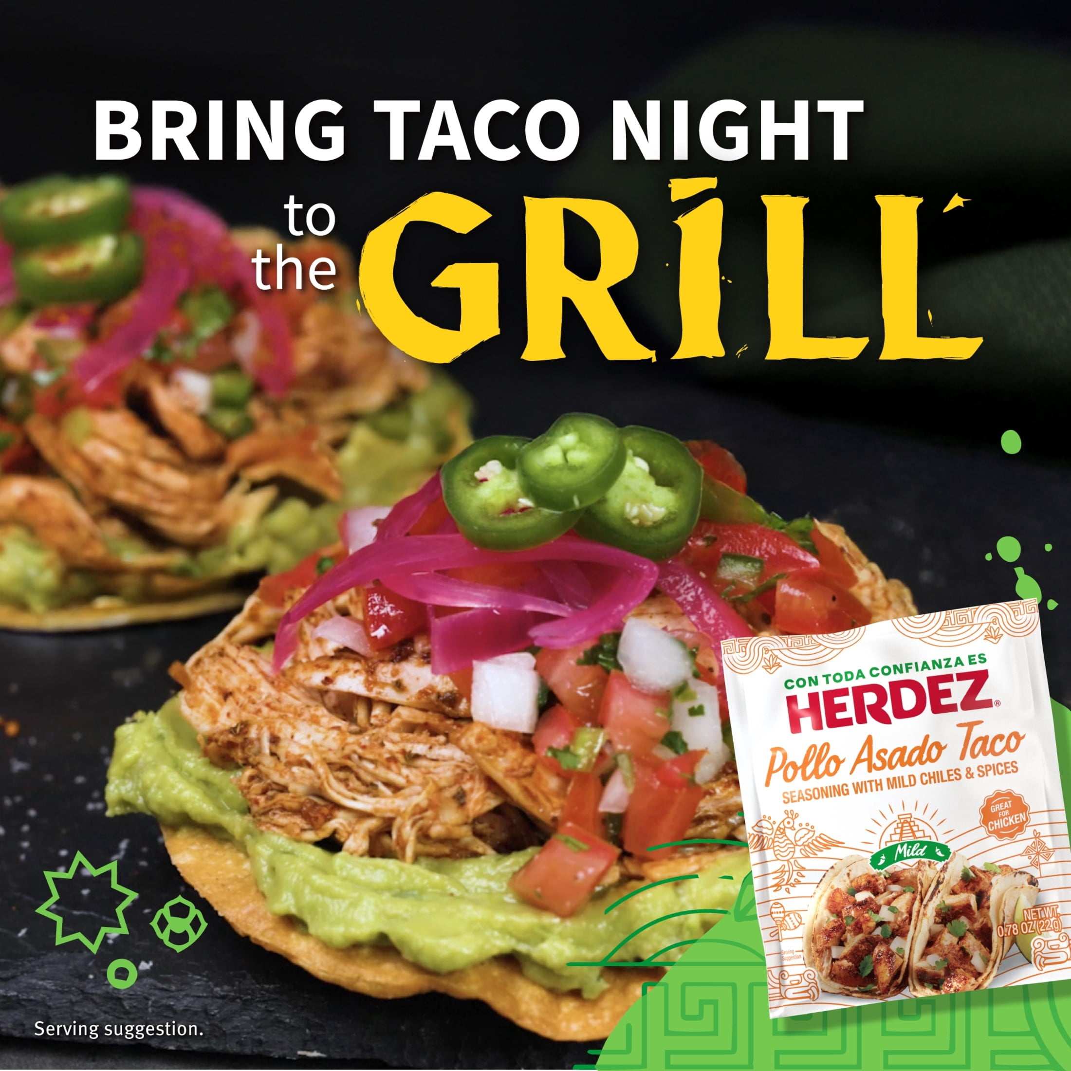 (2 pack) HERDEZ Pollo Asado Taco Seasoning Mild, Taco Seasoning with Mild Chiles & Spices, 0.78oz Packet