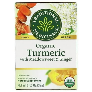 Traditional Medicinals Organic Turmeric Turmeric with Meadowsweet & Ginger 16 Tea Bags Pack of 2
