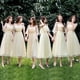 thumbnail image 3 of Vestido de dama de honor para mujer, longitud media, hermanas, hombros adelgazantes, Hada, elegante, vestido de noche, actuación de presentadora, 3 of 6