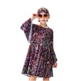 thumbnail image 2 of Odeerbi Niñas Hippie Conjuntos Etapa Rendimiento Vestido Vintage Con Cinta Para La Cabeza Conjunto Niños Vestido Manga Larga Estilo Retro, 2 of 9