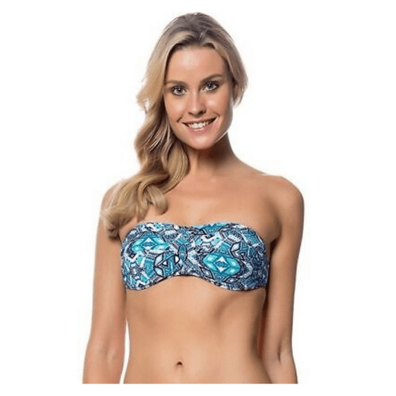 Jessica Simpson Women's Kaleidoscope Twist Bandeau Swim Top, Light Petal, Sz L