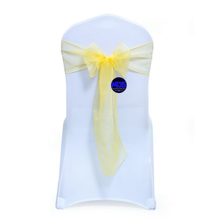 

mds Pack of 200 Organza Chair Sash Bow Sashes for Wedding Decoration -Yellow