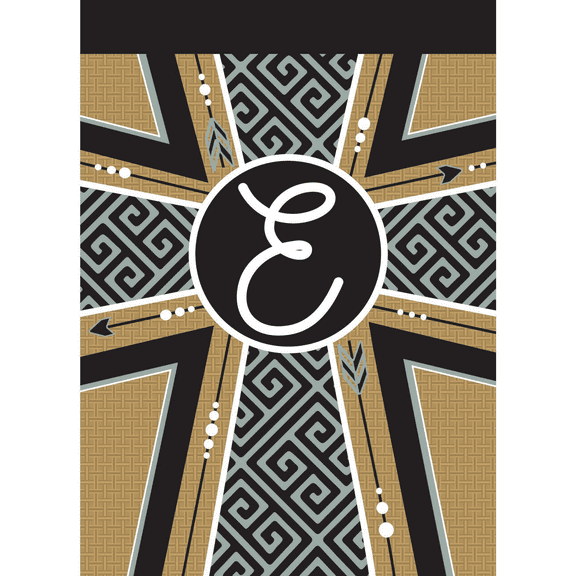 Magnolia Gardens FLAG-5004 13 x 18 in. Double Applique Monogram E Cross Burlap Garden Flag