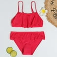 thumbnail image 2 of QWIED Girls Swimsuit Toddler Kids Solid Color 2 Piece Bikini Swimwear Set Ruffle Camisole Top and High Waist Briefs Bathing Suit Swim Suit Size 5-6, 2 of 5