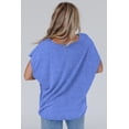 thumbnail image 3 of Ushdele Chic V-Neck Crochet Oversized Tee - Bat Sleeve Summer Must-Have, 3 of 8