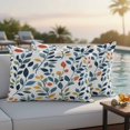 thumbnail image 4 of Colorful Botanical Outdoor Waterproof Pillow Covers, Country Summer Leaves Watercolor Decorative Rectangle Throw Pillowcase Sofa Cushion Sham for Patio/Couch/Chair, 20"x12" 2 Pack, 4 of 8