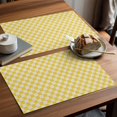 thumbnail image 7 of Retro Farm Beige Yellow Check Placemats Set of 6 Washable Table Mats for Holiday/Wedding Party, Indoor Outdoor Place Mats Rural Pastoral Buffalo Kitchen Dining Tabletop Decoration Placemat, 12x18IN, 7 of 7