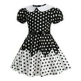 thumbnail image 4 of JIAYUE Girls Dress Short Sleeve Peter Pan Collar Kid With Polka Dot For Kids Color Block Princess With Belt Baby Classic Relaxed Fit Casual Daily Wear Children Dresses, 4 of 6
