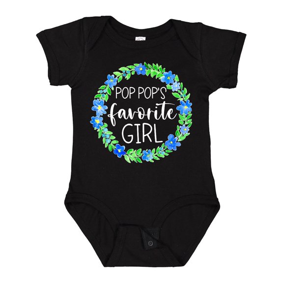 Inktastic Pop Pop's Favorite Girl Blue Flowers Wreath Girls Baby Bodysuit