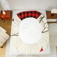 thumbnail image 5 of Manfei Red Robin Bird Twin Sheet Sets, Black Red Plaid Twin Fitted Sheet, Leaf Plant Buffalo Flat Sheet, Super Cozy Room Decor, 3-Piece, 5 of 7