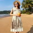thumbnail image 4 of Fotbe Robe Motif New York Décontractée Mode Femme Manches Courtes Robe Maxi Robe T-Shirt Rayée Longue à Blocs de Couleur, 4 of 6