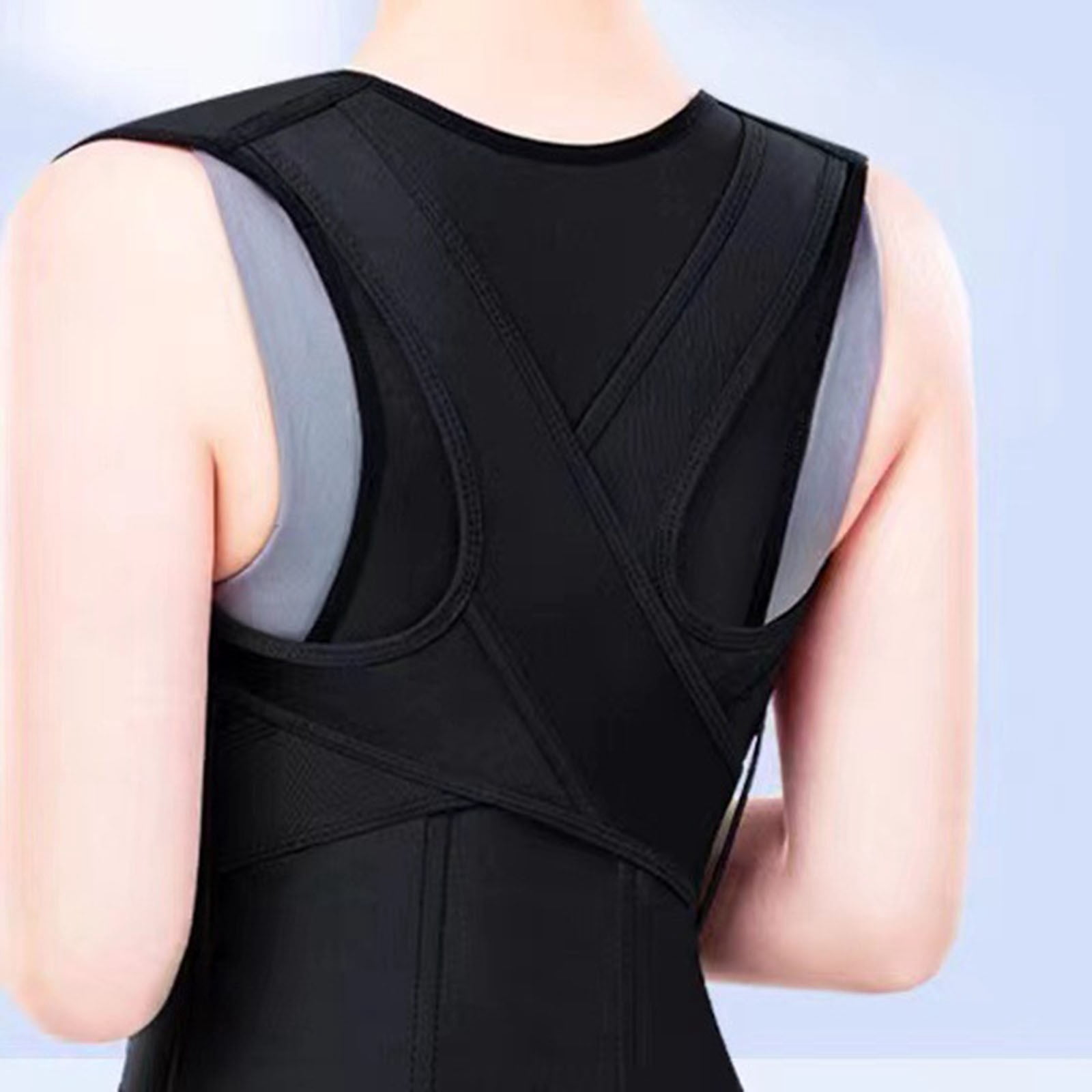 KHONTS Back Brace Posture Corrector for Women and Men Full Support for Posture Correction Upper Thoracic Back Straightener Black XS