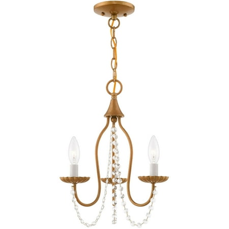 

Mini Chandeliers 3 Light Fixtures With Antique Gold Leaf Finish Steel Material Candelabra 17 180 Watts