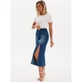 thumbnail image 7 of DARING DIVA Women's Midi Denim Skirt Side Split Rhinestone Jean Skirts X-Large Dark Blue, 7 of 7