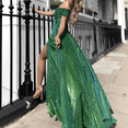 thumbnail image 2 of Women's Mermaid Sequins Prom Dresses Long Off The Shoulder Evening Party Gowns Pageant Dress with Slit-Green-S, 2 of 5