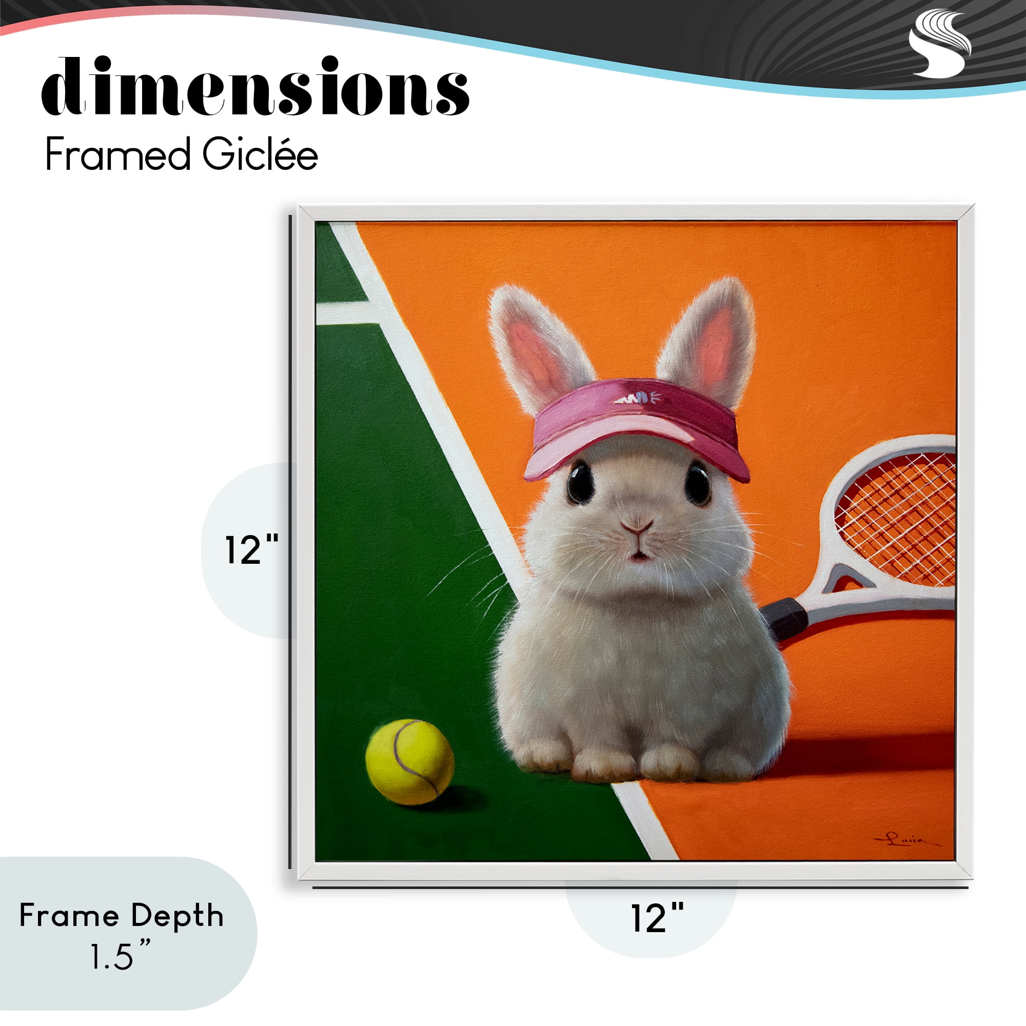 Stupell Industries Match Ready Tennis Bunny White Framed Giclee Art, design by Lucia Heffernan