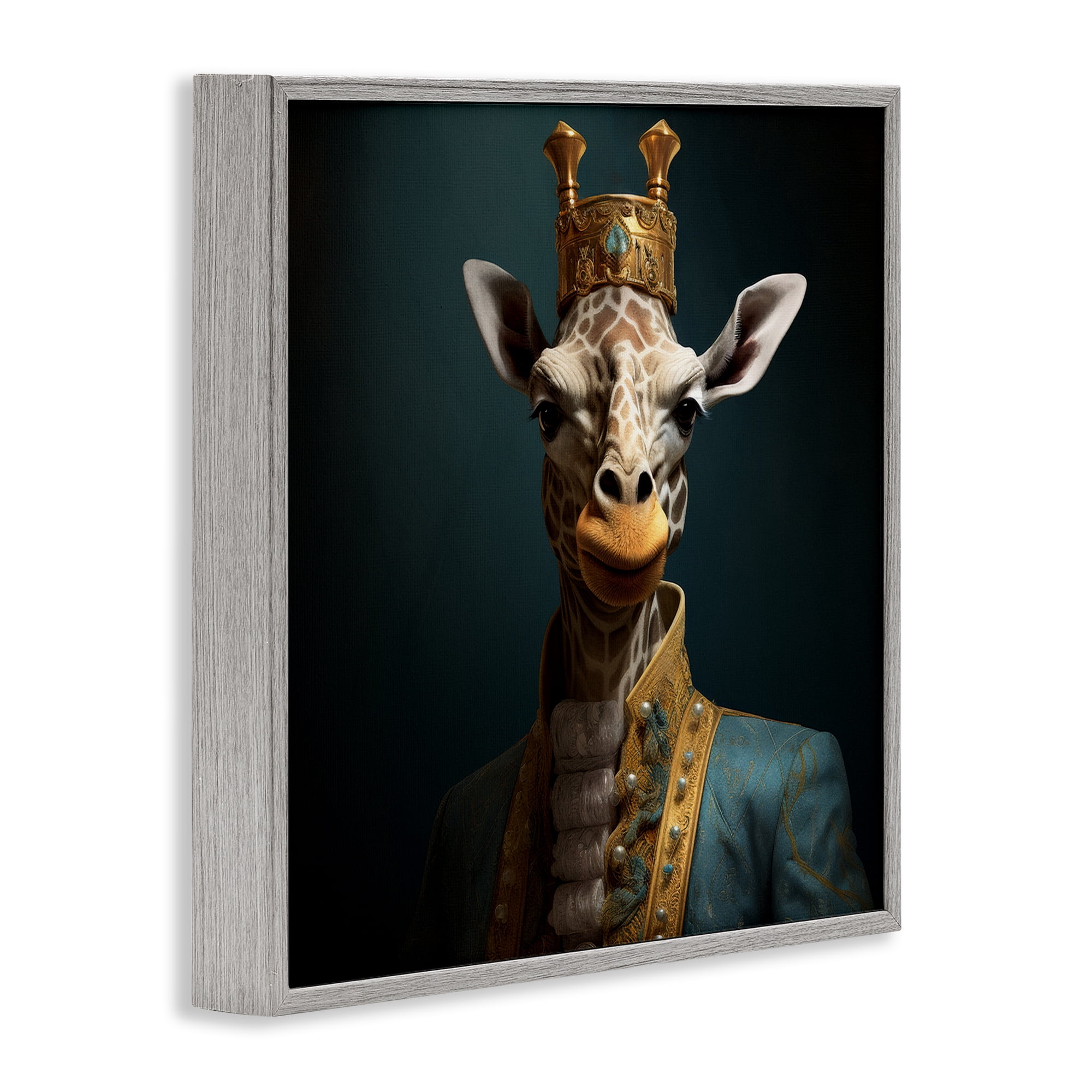 Stupell Industries Giraffe Gaze in Regal Crown Gray Framed Giclee Art, design by Lazar Studio