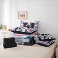 thumbnail image 6 of Castle Fairy Kawaii Animal Dog Boy Girl Bedding Comforter Set 7-Piece,Love Heart Print King Bedding Sets,Abstract Geometric Plaid Ultra Soft Bed Sheets,Luxury Bedroom Decor,Reversible, 6 of 8