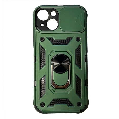 TopSave Camera Cover & Kickstand Shockproof Heavy Duty Protective with Magnetic Car Mount Holder Case For iPhone 14 Plus (6.7"), Green