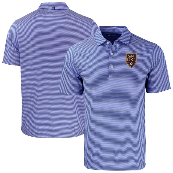 Men's-Cutter & Buck  Blue Real Salt Lake Forge Eco Double Stripe Stretch Recycled Tri-Blend Polo