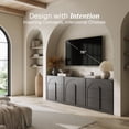 thumbnail image 3 of BELLEZE Modular Sideboard Cabinet Set, 3-Piece Modern Wood Buffet Cabinet contain Arched Cabinet and 2 3-Drawer Storage, Freely Configurable Credenza for Living Room Kitchen, Ebony, 3 of 7