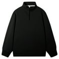 thumbnail image 4 of Zimjoy Mens Quarter Zip Pullover Casual Lightweight Slim Fit Pullovers Mock Neck 1/4 Zip Cotton Sweatshirt Winter Gym Polo Sweaters, Black XL, 4 of 6