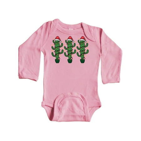 

Inktastic Christmas Funny Cactus Santa Gift Baby Boy or Baby Girl Long Sleeve Bodysuit