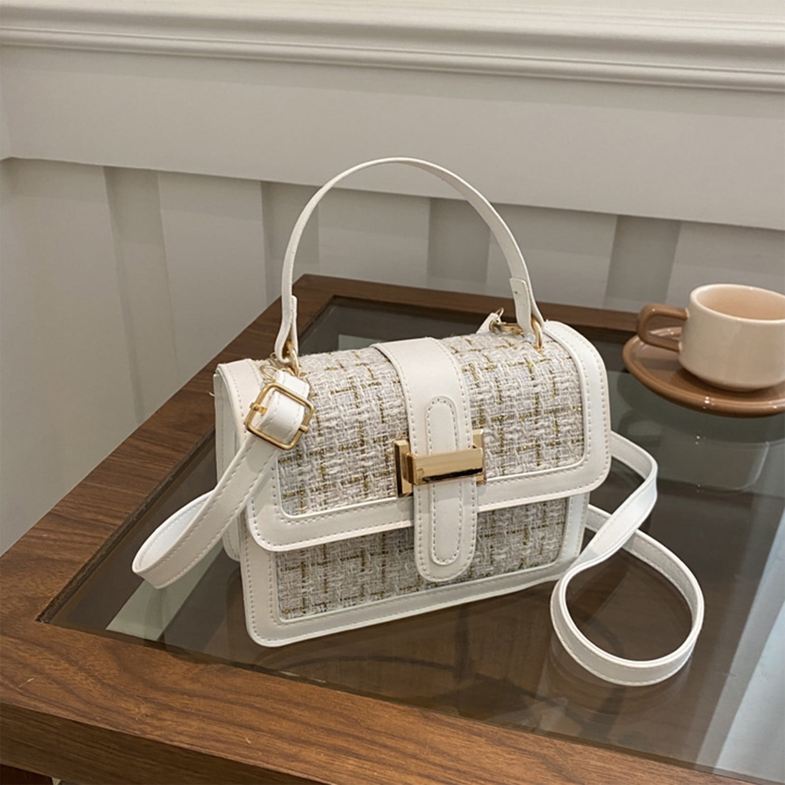 J-578 White Fashionable Pu Womens Shoulder Bag Adjustable