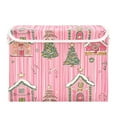 thumbnail image 7 of Yayeee Collapsible Cube Storage Bin with Lid Fabric Closet Decorative Basket with Handles, Pink Gingerbread House, 7 of 7