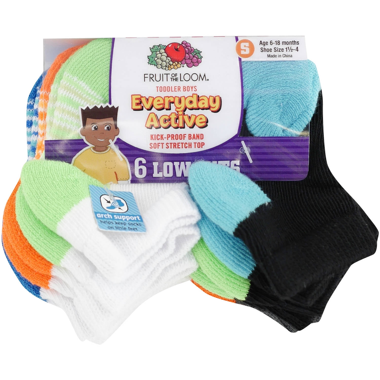 Fruit of the Loom Baby Toddler Boy Low Cut Socks, 6 Pack Walmart