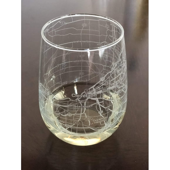 Or Something Stemless 17oz Wine Glass Urban City Map Cleveland Ohio
