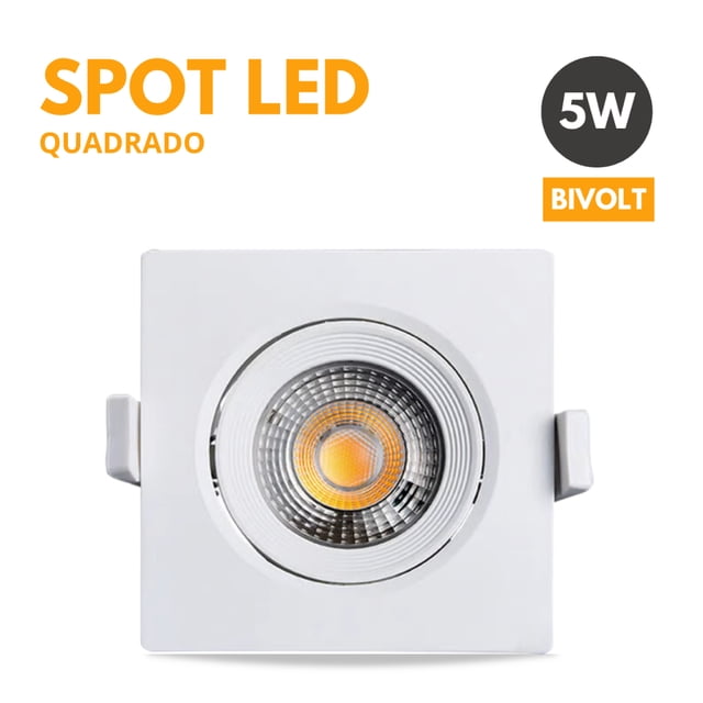 Spot Led 5w 7w Empotrable Cuadrado Redondo Direccional Frio Blanco Cálido 6500K 3000K Bivolt Deng Xun unisex