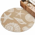 thumbnail image 2 of Round Area Rugs 4Ft, Beige Starfish Coastal Non-Slip Washable Circle Rugs Carpet, Shell Coral Summer Beach Nautical Ocean Indoor Outdoor Rug Floor Mats Throw Runner for Bedroom Living Room Bathroom, 2 of 8