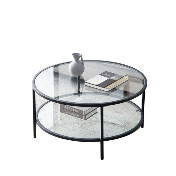 Large Storage Space Coffee Table, Large Round Coffee Table With Shelf