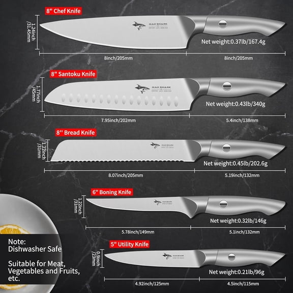 Kitchen Knife Set, 5PCS  Ultra Chef Knife Set, High Carbon Stainless Steel Knives with Ergonomic Handle, Professional Kitchen Knives Sets, Gift Box Packaging