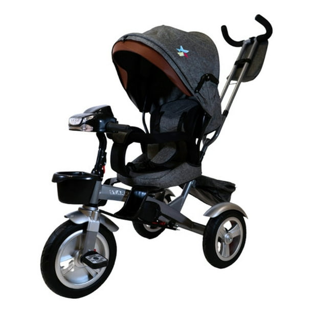 Triciclo Bicicleta Infantil Starkids Sk5532 Con Luz Gris