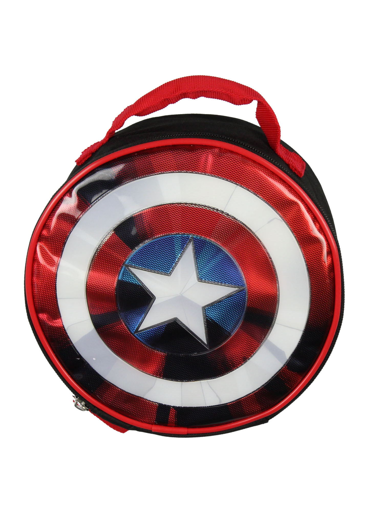 Marvel Captain America Shield Shiny Optical Illusion Insulated Lunch Box Bag Tote 8"