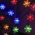 thumbnail image 2 of Solar Snowflake String Light, 16.4ft 20LED 8 Modes Waterproof Solar Powered String Fairy Lights for Patio Home Gardens Outdoor Holiday Christmas Tree Party Decorations, Multicolor, 2 of 7