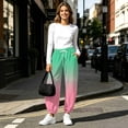 thumbnail image 6 of Xdegoge Sweatpants Women Ombre Casual Joggers High Waisted Athletic Fleece Lined Pants with Pockets Drawstring Loose Fit Workout Activewear Novelty Color Block, 6 of 9