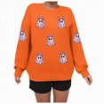 thumbnail image 4 of Godom Halloween Sweatshirts for Women Ghost Graphic Crewneck Long Sleeve Pullover Tops Loose Fit Soft Knit Ribbed Casual Fall Winter Outfits, 4 of 6