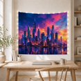 thumbnail image 5 of Urban Cityscape Twilight with Rise Skyscrapers Varying Heights, Mystical Fantasy for Space Lovers, Galaxy Room Decor, Housewarming Gift, Tapestry Wall Hanging for Bedroom and Dorm, 5 of 7