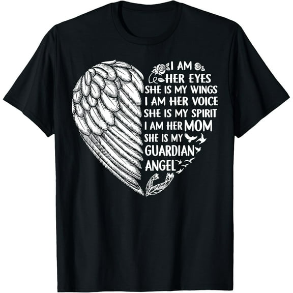 My Daughter Is My Guardian Angel Shirt I Am Her MomMen and women, Black T-shirt, size: Extra large S-4XL