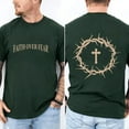 thumbnail image 3 of Faith Over Fear Christian T-Shirt – Double Sided Cross & Crown of Thorns Tee, Religious Graphic Shirt, Inspirational Unisex Top, 3 of 7