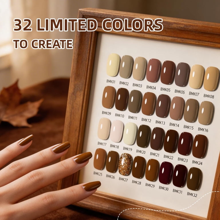 JODSONE Nude Brown Gel Nail Polish Kit 32 Colors Beige Chocolate