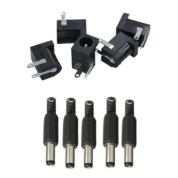 10PCS DC Power Plug Socket Adapter Adaptor Connector 5.5mm x 2.5mm Male& DC 5.5mmx2.1mm Female